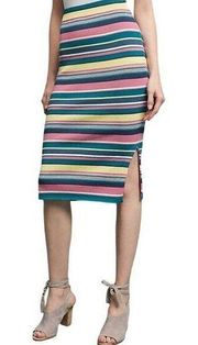 Maeve Anthropologie Lana Skirt Womens M Multicolor Stripe Pull On Stretch Knit