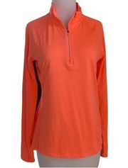 Danskin Orange Long sleeve, 1/4 Zip, Athletic Top with Thumbholes.