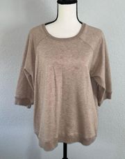 Better-Than-Basic Tan Sweatshirt Loungewear 3/4 Ribbed Cuff & Hem Size M