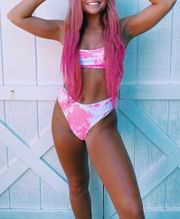 SheIn Pink Tie-Die  Bikini Set