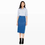 Club Monaco Ursula Blue Chambray Denim Column Midi Skirt Women's Size 0