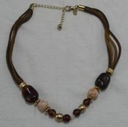 Laura Ashley Multi Strand Cord Beaded Necklace