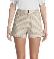 REBECCA TAYLOR Striped High Rise Shorts size 6 Women's Beige Retail $195 NWT