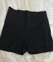 Ribbed Seamless Black Biker Shorts