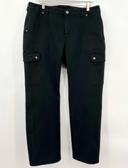 Women’s Fleece Lined Black Canvas Cargo Pants Black Size 16