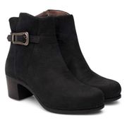 Hartley Bootie 36 Black Nubuck Suede Brass Buckle