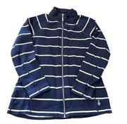 Tommy Bahama Navy White Striped Zip Cotton Jacket women's size small