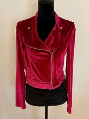 A’gaci Pink Velvet Zip Front Crop Jacket Size Large