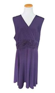 Womens AB Studio Purple Cinched Waist Sleeveless Dress - Sz 18W