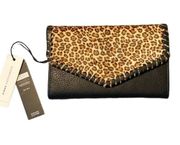 Aimee Kestenberg Spello‎ Leather Whipstitch Wallet Micro Leopard Haircalf NWT