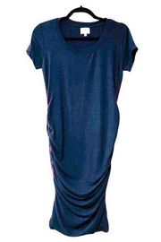 SUNDRY Crew Neck Short Sleeve Bodycon Midi Navy Side Stripe Dress Sz S