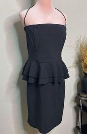 Chiara Boni Dress Halter Peplum Mini Dress Black Size 44