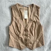 Abercrombie & Fitch Women's Tan and Cream Gilet