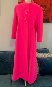 Vintage Frances Heffernan Wool Hot Pink Long Coat Jacket Size 4/6