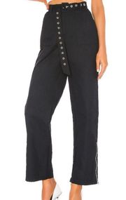 Superdown Pant XS Xsmall Bianca Belted Black Trouser Wide Leg High Waist Casual