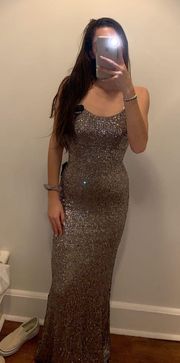 Grey Sequin Prom Dress