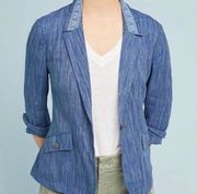 Cartonnier Linen Blend Blue Blazer Jacket Size 10