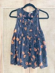 Melrose & Market Navy Floral Lace Tank Size Small