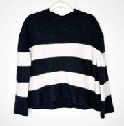 & Other Stories Womens Sweater Relaxed Fit Wool Yak Hair Blend Striped Black S