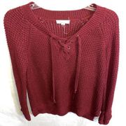 It’s Our Time Knit Sweater Women’s Size Medium Burgundy 100% Acrylic Long Sleeve