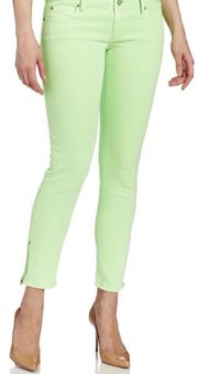 Neon Green Worth Skinny Mini Zip Jeans