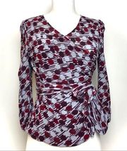See by Chloe Surplice Wrap Top Blouse Red Blue