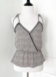 Sienna Sky  Black & White Large Tie Shoulder V Neck Crossover Top Tank