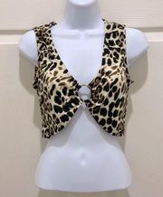 Just Quella Animal Print Sleeveless Crop Top With O Ring