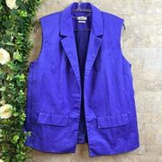 Jason Wu Indigo Blue Open Front Sleeveless Vest Blazer Jacket Cotton Size 6