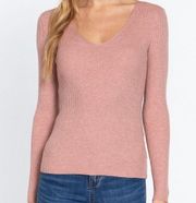 Active USA Viscose Rib Sweater Mauve Pink