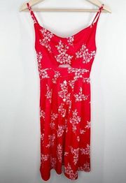 Fancyinn Red Pink Floral Print Sleeveless Mini Dress Women's Size Small S