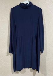 See by Chloe dark blue mock neck long sleeve mini dress