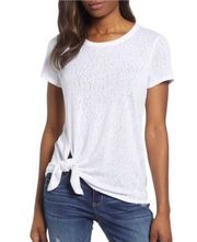 White Gauzy Side Tie Short Sleeve Tee