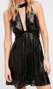 black sequin dress