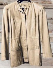 VTG Deerskin NWT Leather‎ Jacket Women’s 20 Ivory Satin Lined Coat  Buttons