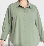 Woman’s Plus Size Wonderly Button Down Shirt Size 3X Sage Green