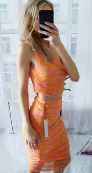 Flower Power Orange Top & Skirt Set By House Of Harlow 1960