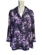 NWT Laura Scott Purple Floral Sheer Blouse