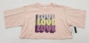Abound Womens Love Love Love Crop Graphic Tee in Pink Creole Love Size Medium