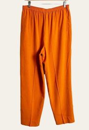 Real Clothes Saks Fifth Avenue Orange Silk Wide Leg Pants Size L