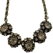 BR Banana Republic Gold-Tone Statement Necklace Faceted Stones Shiny Glam Glitz