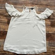 SHINESTAR halter drop shoulder top blouse angel sleeve SMALL IVORY