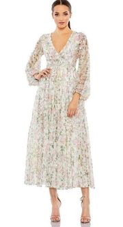 NWT Mac Duggal 93788 Floral Beaded Sequin  Midi  Dress 16