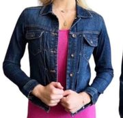 Modern series denim jacket size small blue stretchy coat button jean trendy