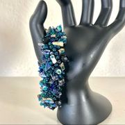 Magnetic stone blue caterpillar bracelet