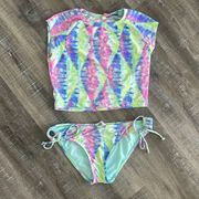 The Bikini Lab Tie Dye Rash-guard & Bikini Bottoms Set