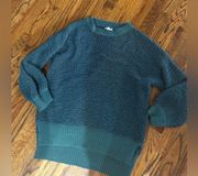 JODIFL Womens Sweater Size Small Green Long Fuzzy Tunic Oversized Pullover