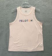 Peloton Shirt Womens Large Pink Peach Go To Racer Tank Top Show Up And Shine Gym