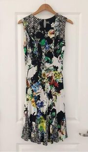 Roberto Cavalli Mixed Print Floral Midi Dress