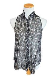 Womens Anthropologie Zoa Polka Dot Sleeveless Semi-Sheer Top - Sz S